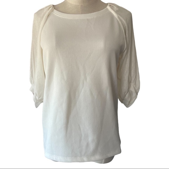 NEW WITH TAGS Banana Republic white 3/4 flowy sleeve shirt top - Picture 1 of 10